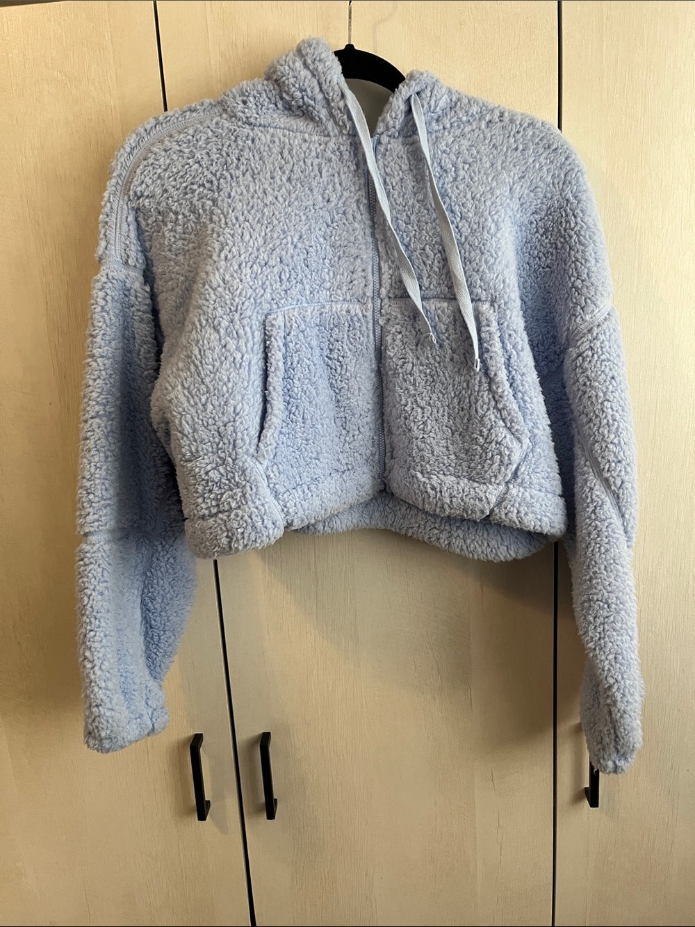 Arizona Jean Company Plush Cropped Hoodie - Light Blue